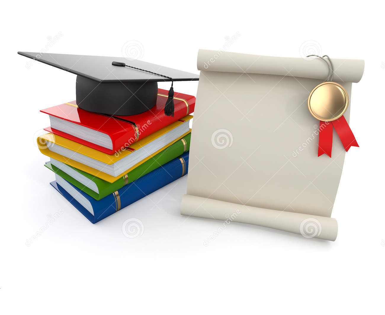 graduazione mortarboard diploma e libri 25092785